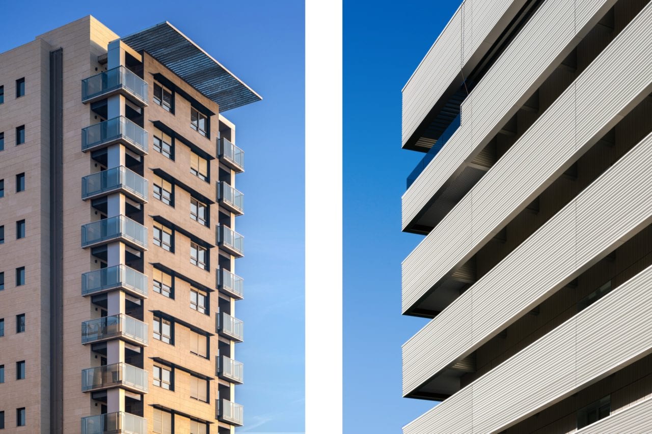 Imagen compuesta con vistas detalladas de las fachadas de dos edificios